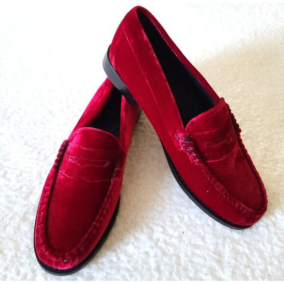 GH Bass Weejuns Velvet Whitney Penny Loafers Wine Red Womens Sz 6.5 M NWOB
